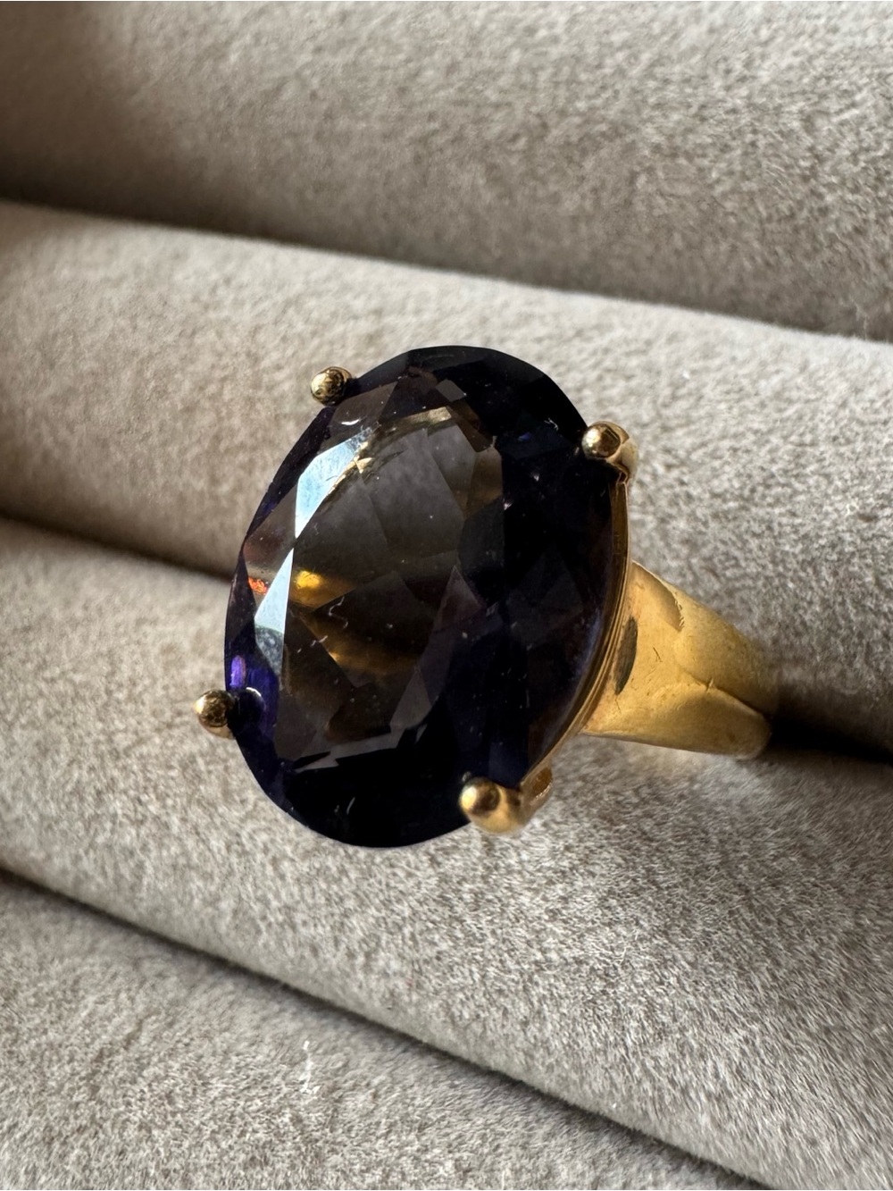 PAJ Oval Cut Topaz Gold Vermeil 925 Sterling Silver Statement Ring Size 7